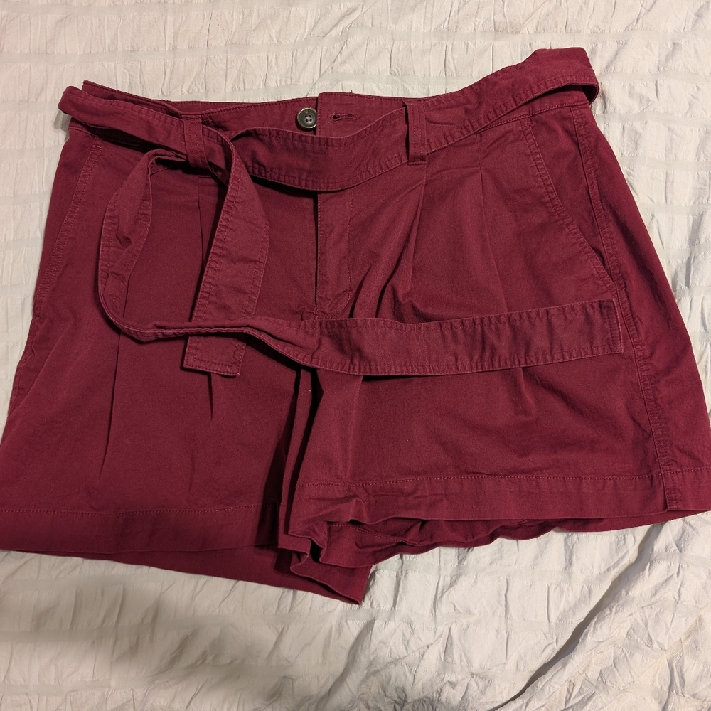 Women's Burgundy Shorts with Belt